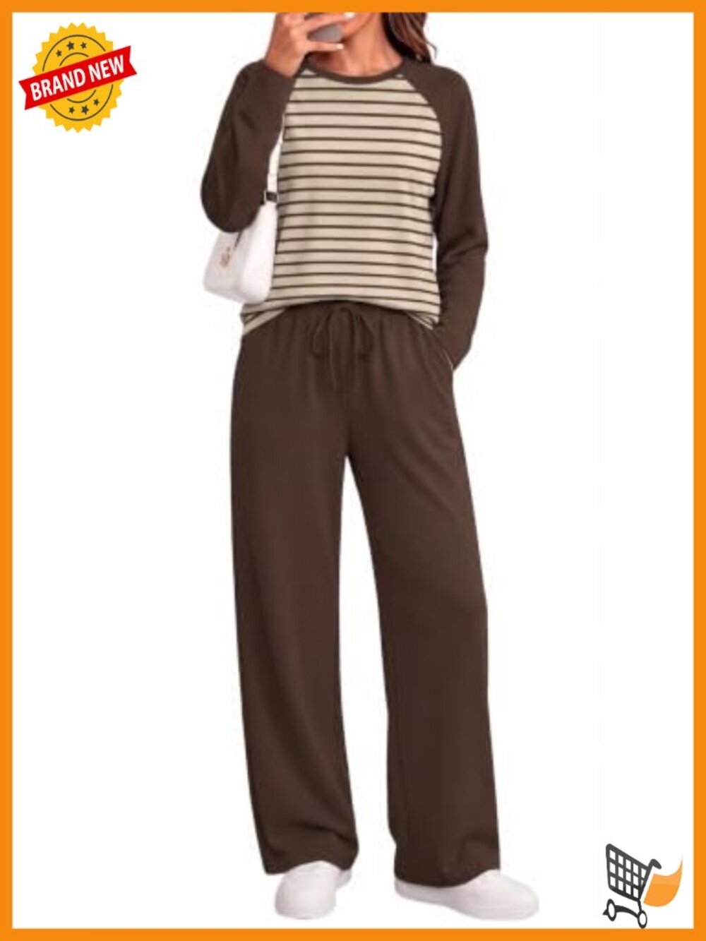 Women's Wide Leg 2 Piece Lounge Set Long Sleeve 93% Polyester 7% Spandex